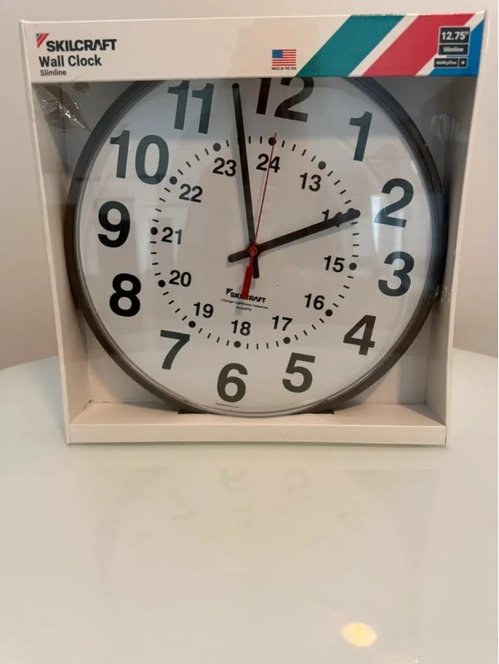 Skilcraft 12/24 Hour Slimline Wall Clock